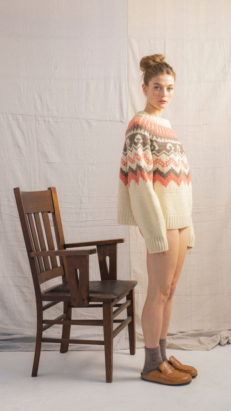 Fleetwood Jumper in Ecru with Shrimp & Loam by Herd