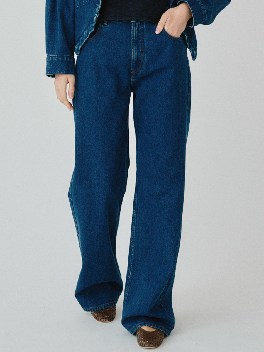 Dark Wash Wide Leg Jeans by Fanfare