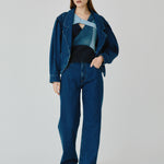 High Waisted Organic & Recycled Wide-Leg Dark Jeans