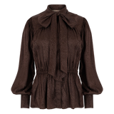 Delphi Leopard Print Satin Pussy Bow Satin Blouse