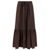 Stella Chocolate Satin Tiered Midi Skirt