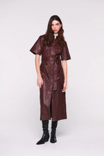Gitty Leather Shirtdress Chocolate by Aligne