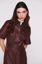 Gitty Leather Shirtdress Chocolate by Aligne