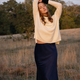 Aldgate Navy Satin Maxi Skirt