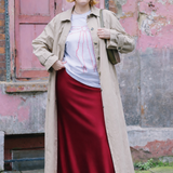 Aldgate Burgundy Satin Maxi Skirt
