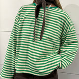 Anna Striped Long Sleeve T-Shirt in Green