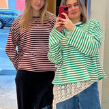 Anna Striped Long Sleeve T-Shirt in Green