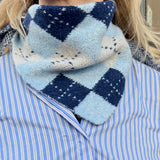 Argyle Triangle Scarf in Blue