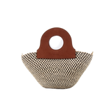 Woven Bag in Checkerboard & Brown