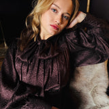 Delphi Leopard Print Satin Pussy Bow Satin Blouse