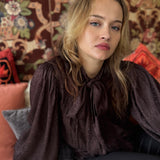 Delphi Leopard Print Satin Pussy Bow Satin Blouse