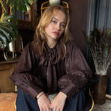 Delphi Leopard Print Satin Pussy Bow Satin Blouse