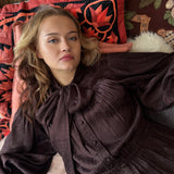 Delphi Leopard Print Satin Pussy Bow Satin Blouse