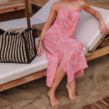 Sleeveless Beach Dress in Batik Red by Arifah Studio