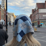 Argyle Triangle Scarf in Blue