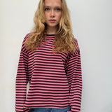 Anna Striped Long Sleeve T-Shirt in Pink/Brown
