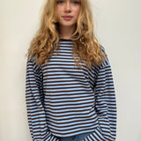 Anna Striped Long Sleeve T-Shirt in Brown/Blue