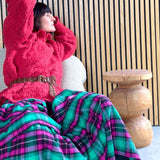 Lottie Neon Tartan Midi Skirt