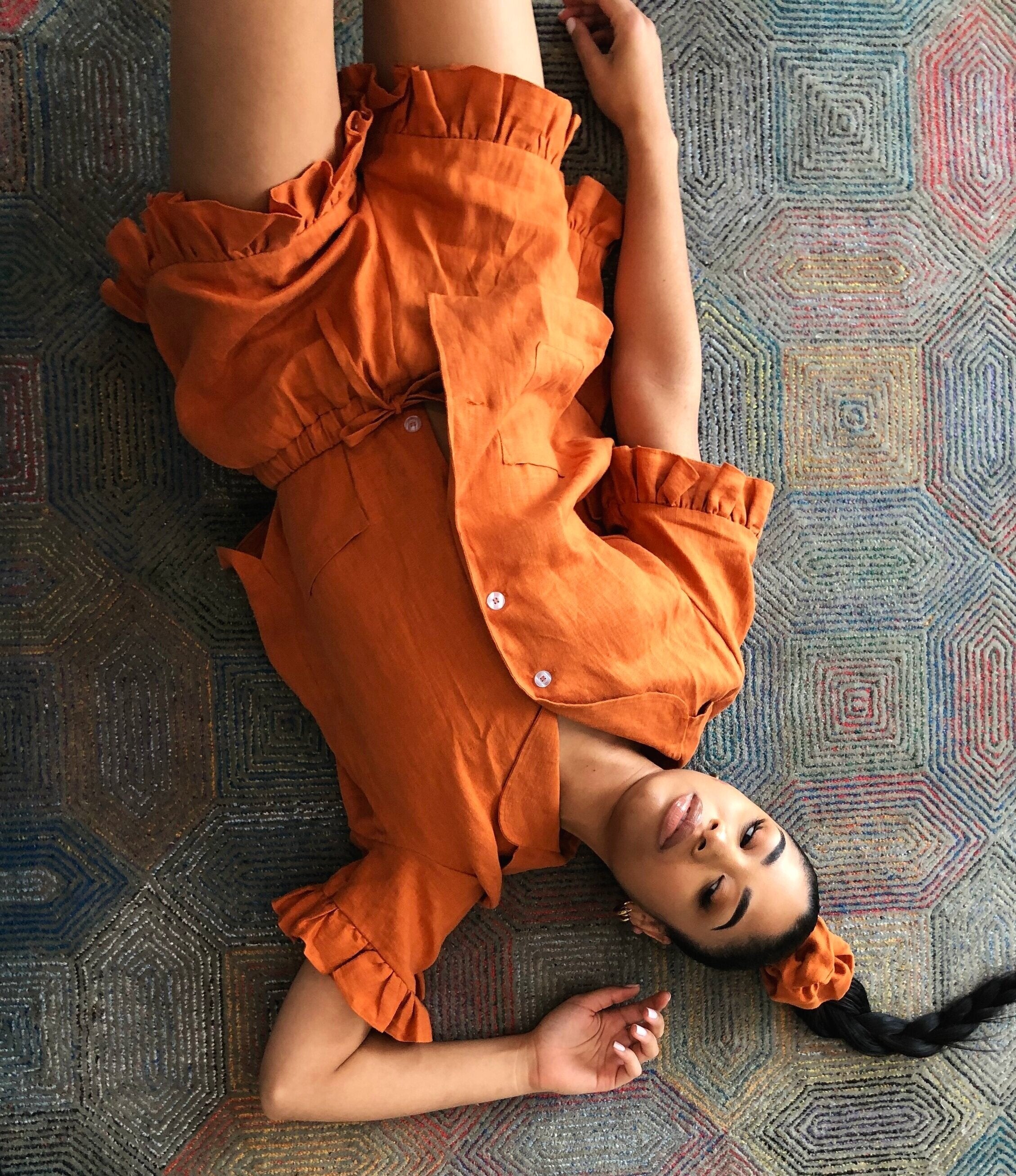 Sunset Boulevard Linen Co Ord in Vibrant Orange by No. 3