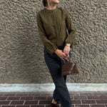 Fanfare Volume Cuff Top Dark Green Long Sleeved Stripe Top