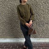 Fanfare Volume Cuff Top Dark Green Long Sleeved Stripe Top