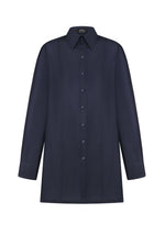 Navy Blue Silk Loose Shirt by Innna