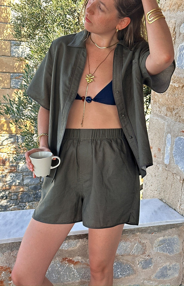Matilda Linen Co Ord in Wasabi by It's 9PM