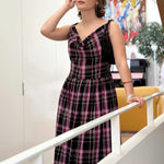 Celia Cowl Neck Maxi Dress in Berry & Black by Indilisi