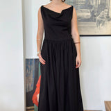 Celia Cowl Neck Maxi Dress in Black Twill by Indilisi