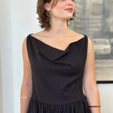Celia Cowl Neck Maxi Dress in Black Twill