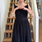 Celia Cowl Neck Maxi Dress in Black Twill