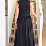 Celia Cowl Neck Maxi Dress in Black Twill