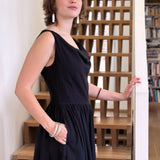 Celia Cowl Neck Maxi Dress in Black Twill