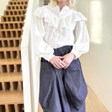 Ruffle Blouse in White