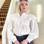 Ruffle Blouse in White by Indilisi