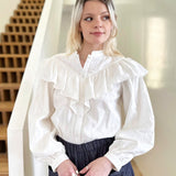 Ruffle Blouse in White by Indilisi