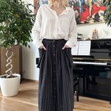 Ruth Stripe Midi Skirt in Black & White Stripe by Indilisi