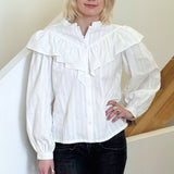 Ruffle Blouse in White