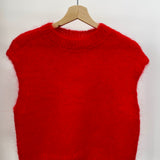 Monika Cropped Mohair Vest in Red