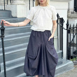 Safia Denim Midi Skirt in Denim Chambray by Indilisi