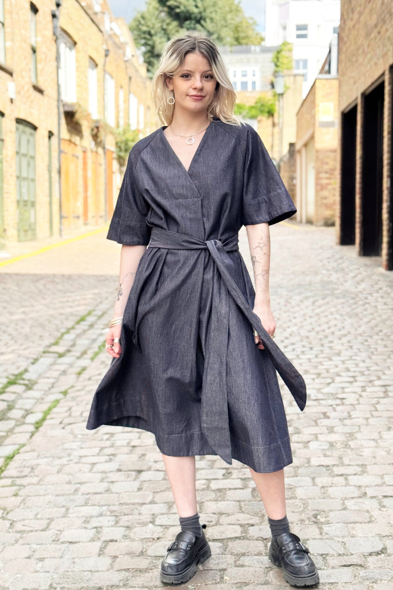 Rebecca Denim Dress in Denim Chambray by Indilisi