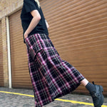 Ruth Check Midi Skirt in Berry & Black by Indilisi