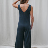 Mori Merino Fine Knit Wool Jumpsuit in Indigo