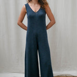 Mori Merino Fine Knit Wool Jumpsuit in Indigo