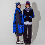 Liberte, Egalite, Sororite Lambswool Scarf in Klein & Navy