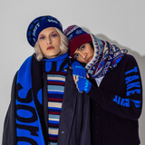 Liberte, Egalite, Sororite Lambswool Scarf in Klein & Navy