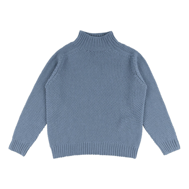 Moss Stitch Chunky Sweater in Ash Blue by Quinton + Chadwick