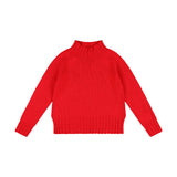 Chunky Swing Sweater with Split Hem in Poppy