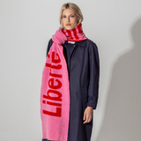 Liberte, Egalite, Sororite Lambswool Scarf in French Rose & Rouge