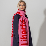 Liberte, Egalite, Sororite Lambswool Scarf in French Rose & Rouge